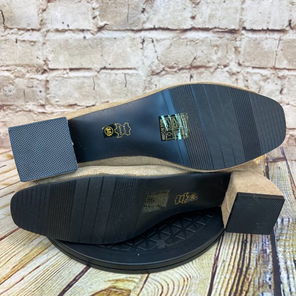 Winter Womens Tan Square Block Heel Zip Knit Trim Ankle Boots Booties Size 41 - Picture 6 of 9